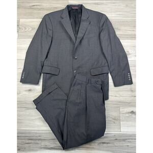 Graham & Gunn Bespoke Men’s Grey Pinstripe Wool Suit Sz 42‎ R Pants 33x27 2012